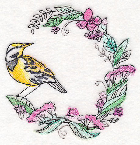 Meadowlark Wreath in Watercolor