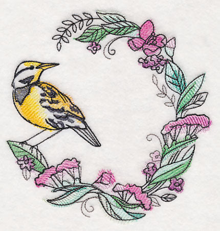 Meadowlark Wreath in Watercolor
