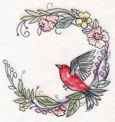 Scarlet Tanager Wreath in Watercolor