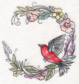 Scarlet Tanager Wreath in Watercolor