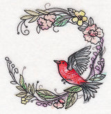 Scarlet Tanager Wreath in Watercolor