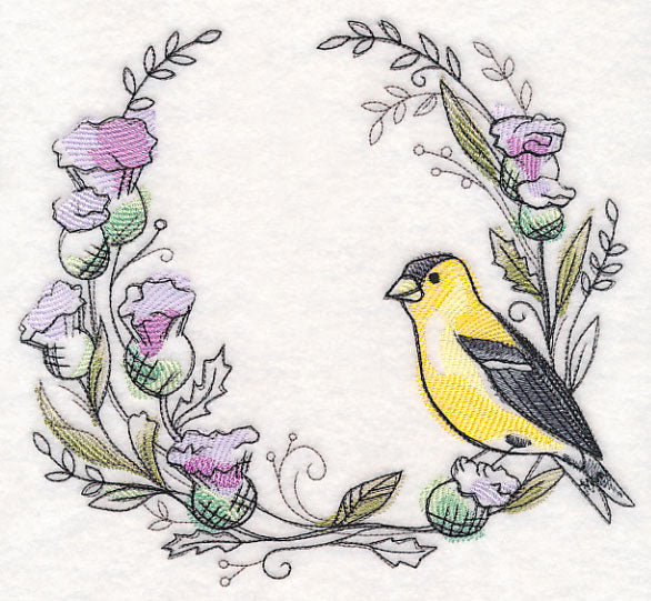 Goldfinch Wreath in Watercolor