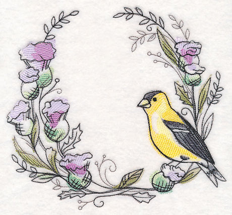 Goldfinch Wreath in Watercolor