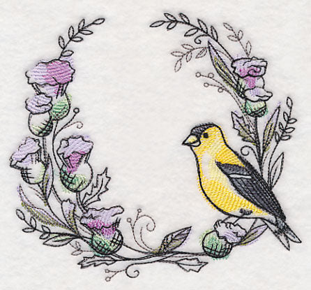 Goldfinch Wreath in Watercolor
