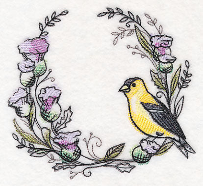 Goldfinch Wreath in Watercolor