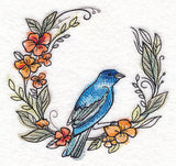 Indigo Bunting Wreath in Watercolor