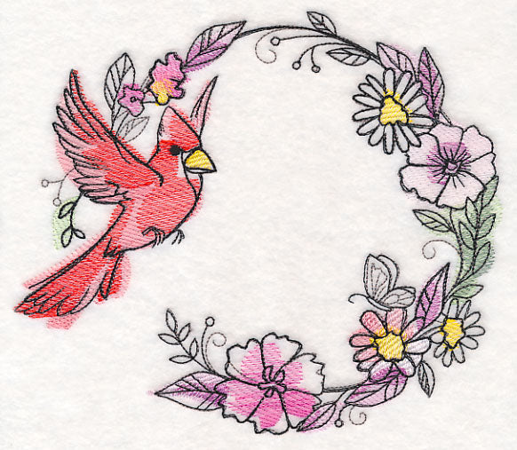 Cardinal Wreath in Watercolor