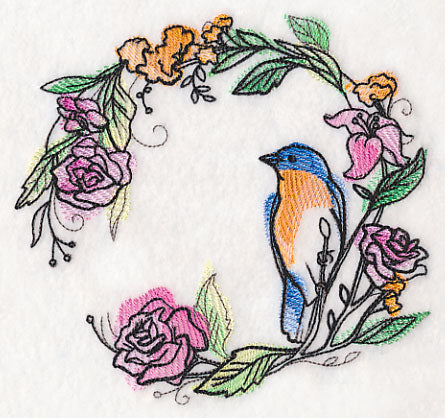 Bluebird Wreath in Watercolor