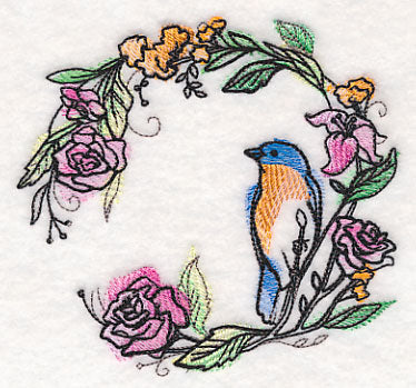 Bluebird Wreath in Watercolor