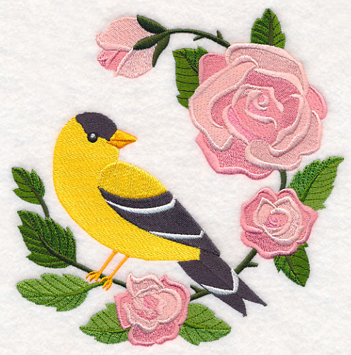 Goldfinch and Roses Wreath