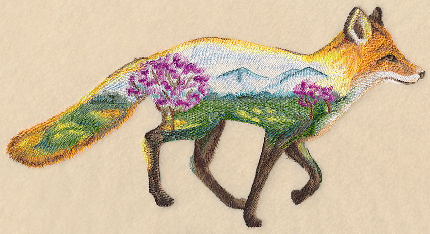 Fox and Landscape in Watercolor
