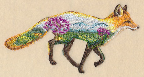 Fox and Landscape in Watercolor