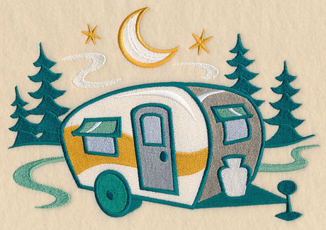 Retro Camping Camper Scene