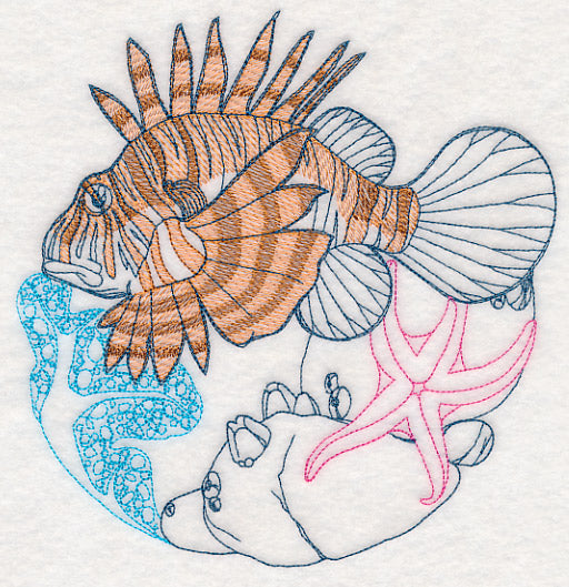 Undersea Lionfish Etching