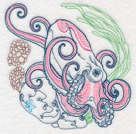 Undersea Octopus Etching