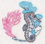 Undersea Seahorse Etching