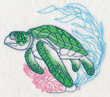 Undersea Sea Turtle Etching