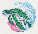 Undersea Sea Turtle Etching