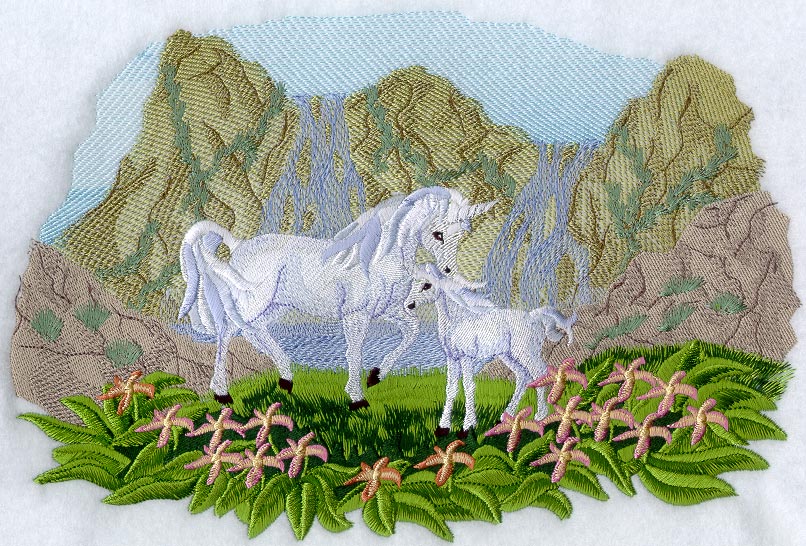 Unicorn Pair W/Waterfall