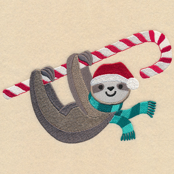 Christmas Sloth with Candy Cane