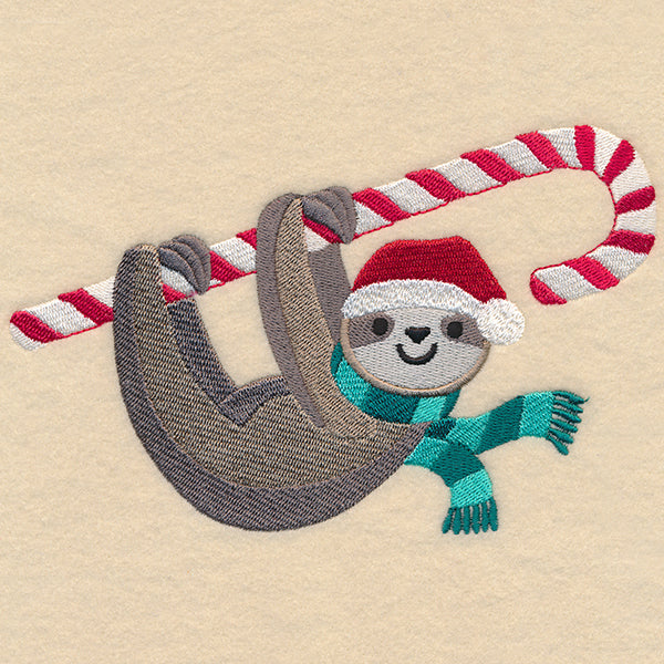 Christmas Sloth with Candy Cane
