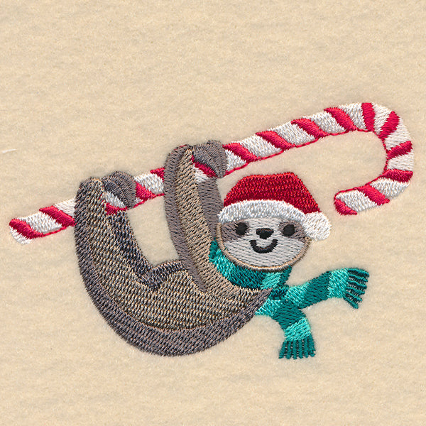 Christmas Sloth with Candy Cane