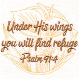 Spirited Sayings - Under His Wings With Calla Lilies