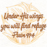 Spirited Sayings - Under His Wings With Calla Lilies