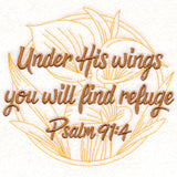 Spirited Sayings - Under His Wings With Calla Lilies