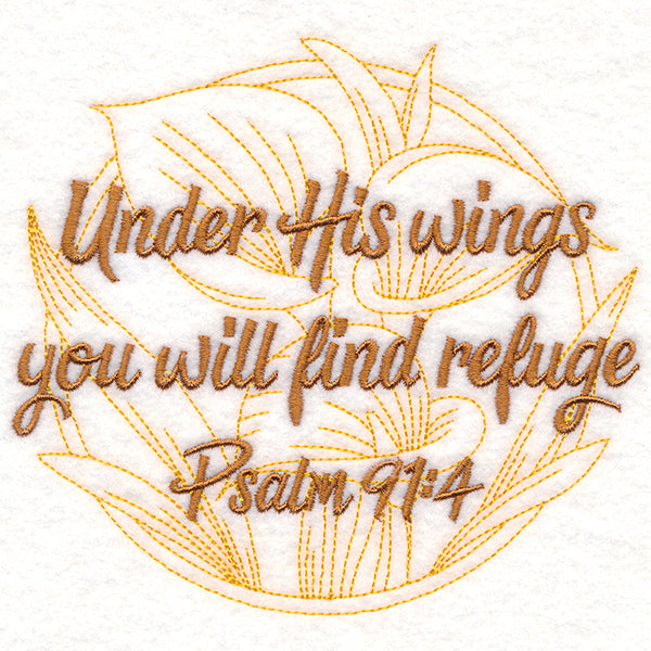 Spirited Sayings - Under His Wings With Calla Lilies
