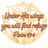 Spirited Sayings - Under His Wings With Calla Lilies