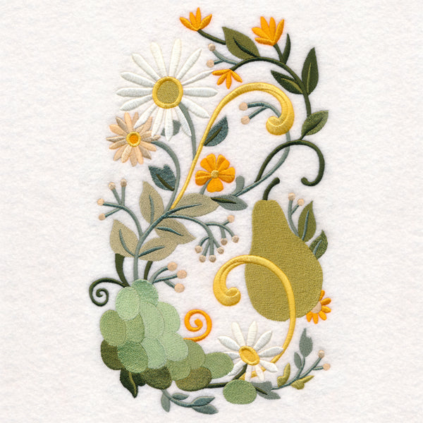 Fresh Pears, Grapes, and Daisies