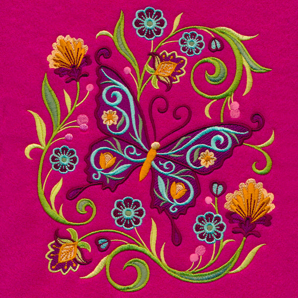 Jacobean Butterfly and Blooms