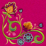 Jacobean Butterfly and Blooms Corner