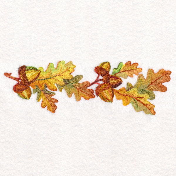 Fall Oak Leaves Border in Watercolor