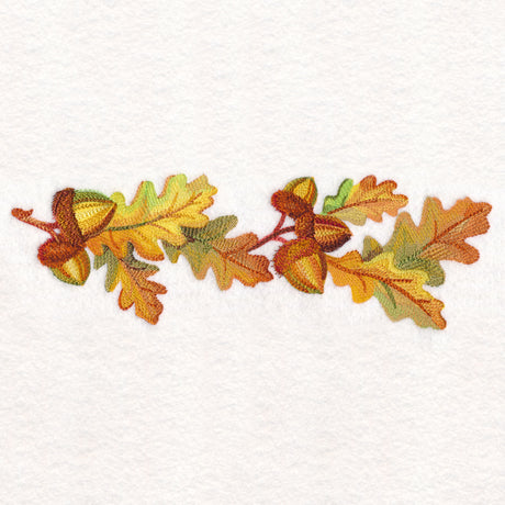 Fall Oak Leaves Border in Watercolor