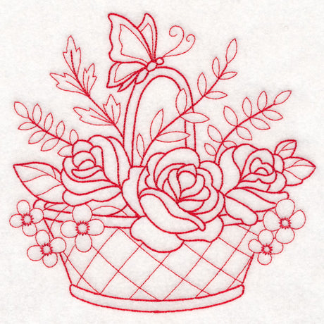 Nostalgic Nature - Basket with Butterfly (Redwork)