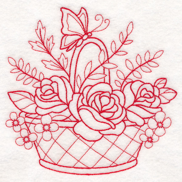 Nostalgic Nature - Basket with Butterfly (Redwork)