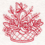 Nostalgic Nature - Basket with Butterfly (Redwork)