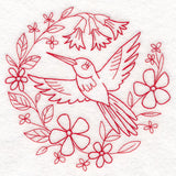Nostalgic Nature - Bird with Flowers (Redwork)