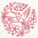 Nostalgic Nature - Bird with Flowers (Redwork)