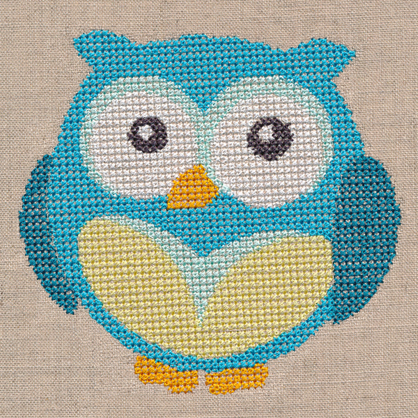 Wide-Eyed Baby Boy Owl (Cross Stitch)
