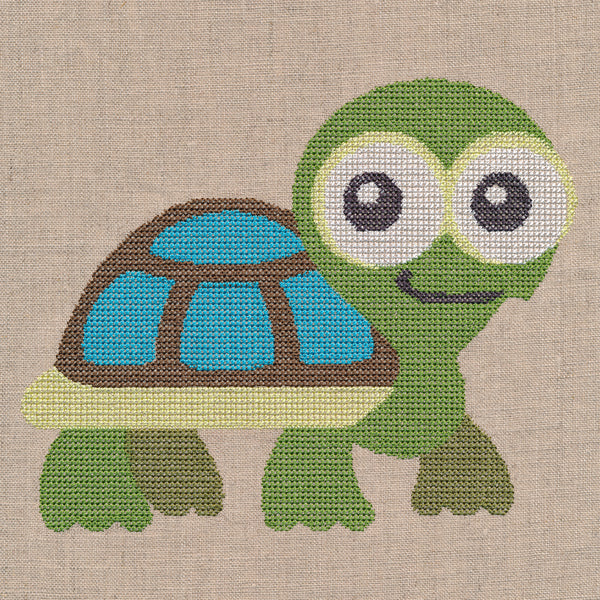 Wide-Eyed Baby Boy Turtle (Cross Stitch)