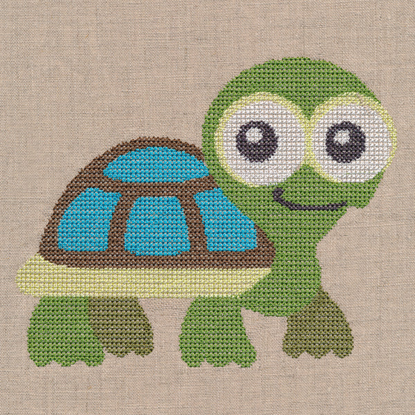 Wide-Eyed Baby Boy Turtle (Cross Stitch)