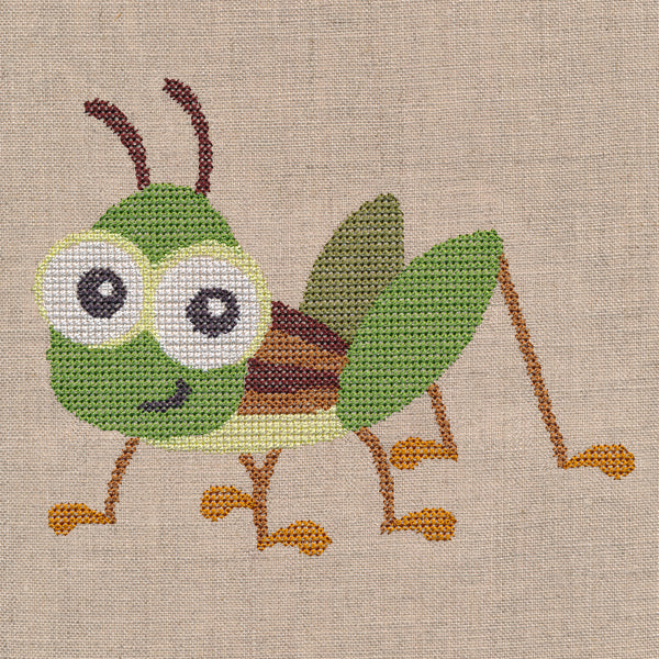 Wide-Eyed Baby Boy Grasshopper (Cross Stitch)