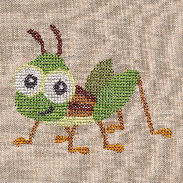 Wide-Eyed Baby Boy Grasshopper (Cross Stitch)