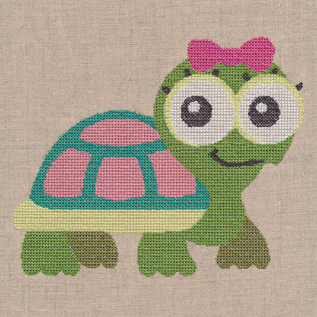 Wide-Eyed Baby Girl Turtle (Cross Stitch)