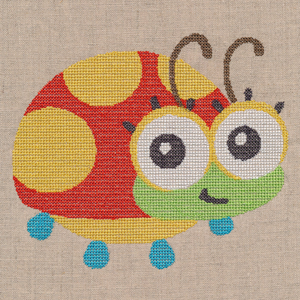 Wide-Eyed Baby Girl Ladybug (Cross Stitch)
