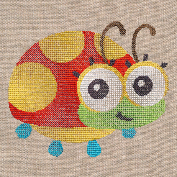 Wide-Eyed Baby Girl Ladybug (Cross Stitch)