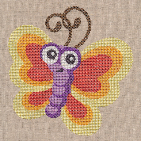 Wide-Eyed Baby Girl Butterfly (Cross Stitch)